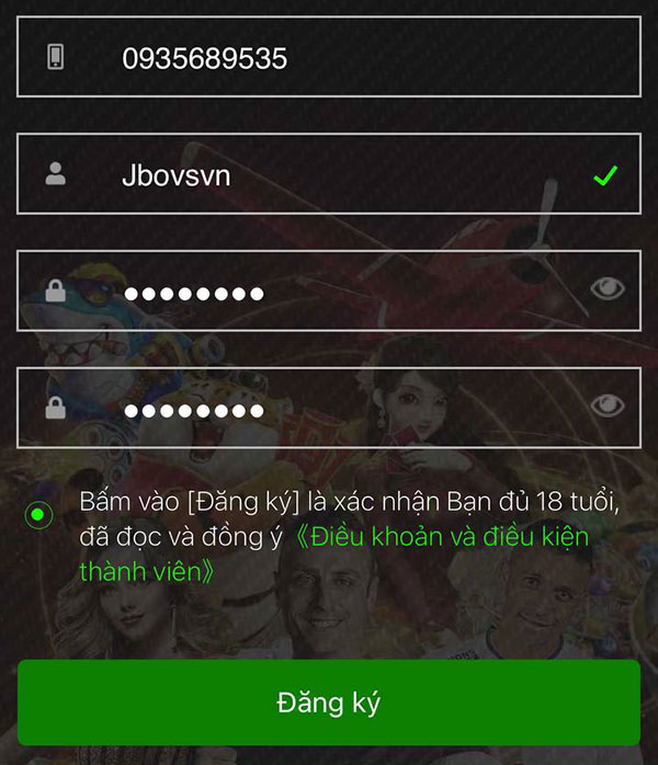 Đăng ký tài khoản JBO Đăng ký tài khoản JBO